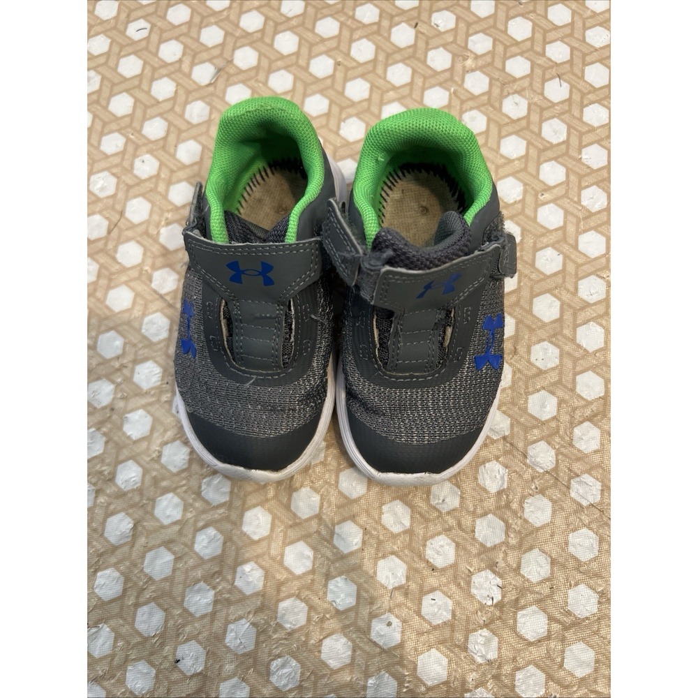 Boy's Shoes Under Armour Kids Infant Gray Blue Green Size 6K